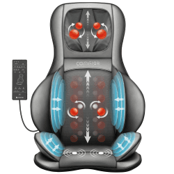 COMFIER Shiatsu Massagesitzauflage mit Knet-, Rollen-, Vibrations- und Luftkompressionsmassage, Massageauflage mit Wärmefunktion, für Nacken-, Schultern-, Rücken- und Oberschenkel, Vatertagsgeschenk