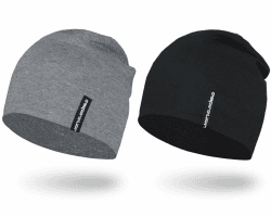 EMPIRELION 9" multifunktionale leichte Running Beanie-Mützen Skull Cap Radsport-Kappen Helmfutter Helm Unterziehmütze Schlaf Kappen für Damen Herren Schwarz+Mitte grau Melange 2
