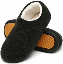 Mishansha Herren Winter Warme Hausschuhe Memory Foam Plüsch Pantoffeln,Gr.39-48 Schwarz 46 EU