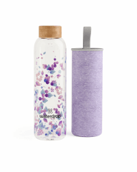 Waterdrop® Edition Glass Bottle 600ml Trinkflasche Glas auslaufsicher, Kohlensäure geeignet | BPA freie Wasserflasche inkl. Neoprenhülle | Spülmaschinenfeste, Leichte Borosilikat Glasflasche Boost Melange 600 ml