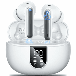 AOVOCE Bluetooth Kopfhörer,Kabellose Bluetooth Kopfhörer 5.3 In Ear Kopfhörer,42 Stunden Spielzeit,Sportkopfhörer mit 4 Mikrofonen,HiFi Stereo Kopfhörer mit ENC Geräuschunterdrückung LED Anzeige weiß
