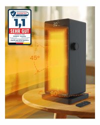 Bodepot Heizlüfter Energiesparend, 2000W ECO Heizlüfter Leise, PTC Keramik Heizlüfter mit Thermostat, 24h Timer Heizlüfter Klein mit 90°Oszillation und 45°Auf-/Ab-Windverstellung, 4 Modi Heizgeräte Schwarz
