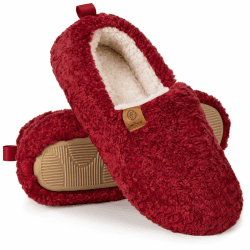 EverFoams Damen Warme Kunstwolle Memory Foam Voll Hausschuhe 38/39 EU Rot