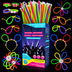 Millegu Knicklichter Party Set,100 Stück Leuchtstäbe 130 Verbinder,Neon Knicklichter Ketten und Leuchtbrillen für Kinder, Deko für Festival Hochzeiten Weihnacht Party Silvester Deko 2025 230