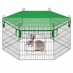 EUGAD Freilaufgehege Kaninchen, Kleintiergehege faltbar, Gehege für Kleintiere, Aussengehege mit Abdeckung Pfählen Tür, Ø 114 cm, Freigehege 56 cm hoch, Gitterabstand 3 cm, 6 Platten 56x56 cm, 0014TSL 114 x 114 x 56 cm