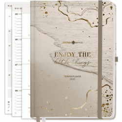 Lebenskompass Kalender 2025 Buchkalender A5 "STRAND" - Schöner Wochenkalender & Terminplaner 2025 - stabiles Hardcover - Taschenkalender 2025 - Buchkalender A5 + Viele Extras