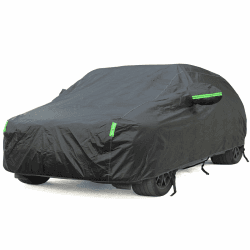 BEXITA Auto Abdeckplane wasserdichte Autoabdeckung mit Baumwollfutter Autoplane für Regen Sonne Staub Schutz Autoabdeckung Schwarz Vollgarage Schrägheck; Größe S: Max380cm S Vollgarage Schrägheck