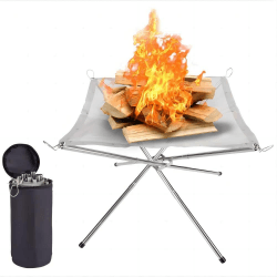 Nestling Tragbare Faltbare Feuerstelle für den Außenbereich, 304 Edelstahl, Netzkamin, Picknick, Lagerfeuer, Feuerstelle, Holzverbrennung mit Tragetasche für Terrasse, Camping, Hinterhof Größe M: 41,9 x 41,9 x 34,9 cm