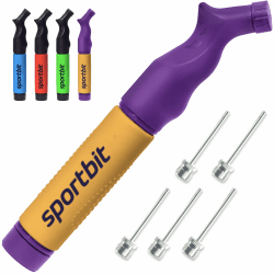 SPORTBIT Ballpumpe mit 5 Nadeln Set - Handpumpensystem zum Aufpumpen - Passt für jeden Sportball Volleyball Basketball Fußball Gymnastik Soccer Ball, Aufblasgerät Luftpump Violett