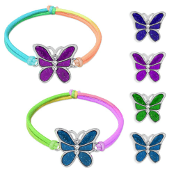 flintronic Pferde Armband, Stimmungsarmband mit Anhänger für Kinder, Wechselt die Farbe, Kinderarmband in leuchtenden Regenbogenfarben, Kindergeburtstag Gastgeschenke, für Jungen & Mädchen 2 Stück Schmetterling-D