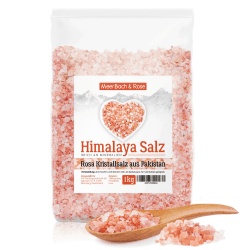 MeerBach & Rose Himalaya Salz, rosa Kristallsalz, 1kg grobes Salz für die Salzmühle, Pink Salt, Badesalz, Salz aus Punjab Pakistan, 2-4mm Körnung 1 kg (1er Pack)