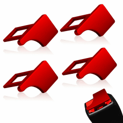 4 Stück Sicherheitsgurt Schnalle Clip,Legierung Gurtschnalle Auto, Anschnaller,Universal Gurtalarm Stopper,für die Meisten Pkw Lkw Transporter Geeignet (Rot)