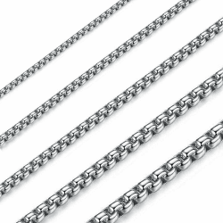 OSTAN Herren Damen Edelstahl Silber Box Kette Briolette Kette Venetian Link Kette Link Collier Halskette Breite 1.5-5 MM Länge 45-80 CM 45.0 Zentimeter Breite:1.5mm, 1 Stücke