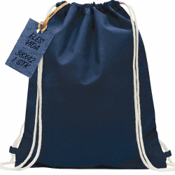ELES VIDA Baumwoll Turnbeutel 1 Stück 38 x 42 cm Sportbeutel - Rucksack Stofftasche Bag, Beutel, Baumwollbeutel, Jutebeutel Oeko-TEX® geprüft Stoffbeutel Damen & Herren, Kinder Gym Sack zum bemalen Dunkelblau