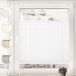 Sonello Plissee Klemmfix ohne Bohren 80cm x 100cm Weiß Faltrollo Plisseerollo Jalousie für Tür & Fenster Blickdicht Sichtschutz Sonnenschutz Fertifplissee Rollo Weiß B80 x H100 cm