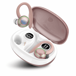 Bluetooth Kopfhörer Sport, Kopfhörer Kabellos Bluetooth 5.3 mit 4 Mic, In Ear Kopfhörer Bluetooth ENC Noise Cancelling, HiFi Stereo Ohrhörer mit LED-Anzeige, 48 Std Spielzeit, IP7 Wasserdicht,Roségold