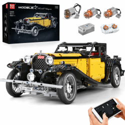 Mould King 13080D Technik Oldtimer Bausatz, 3564 Klemmbausteine Technik Vintage Auto Bausteine mit Motor und Fernbedienung, Konstruktionsspielzeug Fahrzeuge A-dynamische Version