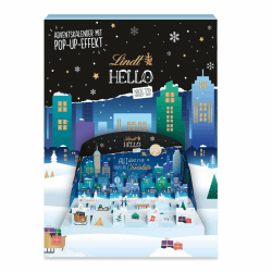 Lindt HELLO Adventskalender Pop Up | 235g | Mischung ausgewählter Produkte aus dem HELLO Sortiment | Adventskalender | Schokoladengeschenk | Schokolade für die Weihnachtszeit