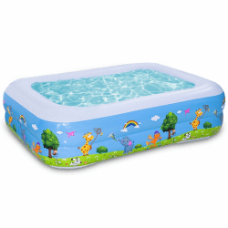 Aufblasbares Planschbecken,105X75cm Swimmingpool,Schwimmbecken,Aufblasbare Pool,3 Ringen Planschbecken,Aufblasbarer Pool,Aufblasbarer Kinderpool,Babypool,Tragbare Badewanne,Kinder Planschbecken Wildtiere-105*75*30cm