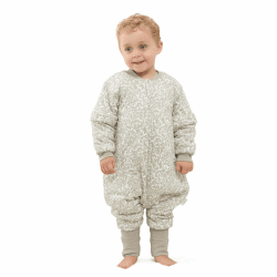 Baby Schlafsack mit Beinen Warm gefüttert winter kinder schlafsack abnehmbaren Ärmeln，Junge Mädchen Unisex Schlafanzug (Leaf,18-36 Monate(baby height 85-95cm)) 18-36 Monate Leaf