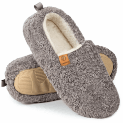 EverFoams Damen Warme Kunstwolle Memory Foam Voll Hausschuhe 40/41 EU Grau