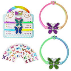 flintronic Pferde Armband, Stimmungsarmband mit Anhänger für Kinder, Wechselt die Farbe, Kinderarmband in leuchtenden Regenbogenfarben, Kindergeburtstag Gastgeschenke, für Jungen & Mädchen 2 Stück Schmetterling-E