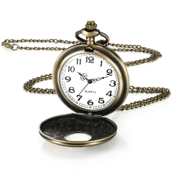 Yaomiao Vintage Taschenuhr Glatte Quarz Taschenuhr mit Kette Antik Kettenuhr mit Arabischen Ziffern für Damen Herren Vater Opa Geburtstag Jahrestag Bronze