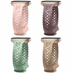 Charlam 4 Pack Lace Ersatzarmband Kompatibel für Fitbit Versa 4/ Versa 3/ Fitbit Sense/Sense 2 Armband, Weiche Silm Hohl-out Sport Uhrenarmband Ersatz Armbänder für Frauen Mädchen Rosa Sand/Rauchviolett/Milchtee/Dousha Green