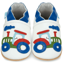 Krabbelschuhe Baby Lauflernschuhe Mädchen Jungen Hausschuhe Baby Schuhe Babyschuhe Weicher Leder mit Wildledersohlen Lederschuhe Kleinkind 0-6 Monate 6-12 Monate 12-18 Monate 18-24 Monate 2-3Y 2-3 Jahre Traktor