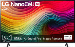 LG 65NANO81T6A TV 65" (165 cm) NanoCell Fernseher (α5 Gen7 4K AI-Prozessor, webOS 24, HDR10, bis zu 60Hz) [Modelljahr 2024] 65 Zoll