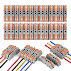 Flintronic Kabelverbinder, 34 Stück Verbindungsklemmen, SPL-1 mit Betätigungshebel, 4mm² Leiter Klemme, Elektrische Anschlussblöcke,Aktualisierte Versionen Können Frei kombiniert Werden SPL2-5 #1 Grau 34 Stück