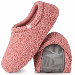VeraCosy Damen Memory Foam Plüsch Hausschuhe Antirutsch Baumwolle Pantoffeln Mit Polar Fleece-Futter 42/43 EU Pink