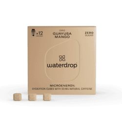 waterdrop® Microenergy ORO | Energy Drink - 90mg Natürliches Koffein mit B-Vitaminen | Mango - Guayusa - Guave | 12 Drops Würfel | Geschmack für Wasser ohne Zucker und ohne Konservierungsstoffe