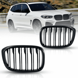 TOPTHAN G01 Kühlergrill Schwarz Passend für BMW X3 G01 30i/30i xDrive/M40i xDrive BMW X4 G02 2018-2021 Nieren Grill Glanz Schwarz Doppelsteg Sport Kühlergrill