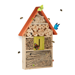 Relaxdays Insektenhotel für Schmetterlinge, Käfer, Bienenhaus zum Aufhängen, Balkon, HxBxT: 47 x 31 x 7 cm, bunt 1 Stück (1er Pack) Mehrfarbig Single