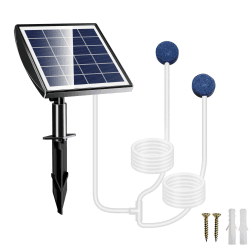 FLOWood Solar Teichbelüfter, 2,5W Solarmodul Sauerstoffpumpe für Teich mit 2200mAh Akku, 54 l/h Luft, 2 in 1 Luftpumpe Aquarium Oxygenator mit Sauerstoffrohr und Luftblasenstein für Teich Pool 1 Stück