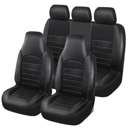 TOYOUN Kunstleder Sitzbezüge Auto Set Universal Klassisch Autositzbezüge Sitzschoner Auto Schonbezug Autositz Grau für Vordersitze und Rücksitze Auto Zubehör Innenraum Grau vollständiger Satz