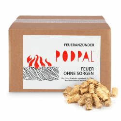 PODPAL Anzünder Holzwolle | natürliche Firestarter | Feuerbällchen 200 Stück - ca. 2 kg | Kaminanzünder Holzwolle Wachs | Grillanzünder Kamin | Fire Starter | Ofenanzünder | Feueranzünder