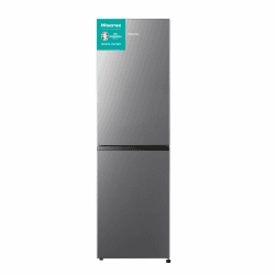 Hisense RB327N4ADD Kühl-Gefrier-Kombination, EEK D, Total NoFrost, wechselbarer Türanschlag, Flaschengitter, 171 Liter Kühlteil, 85 Liter Gefrierteil, Inox Look 182 cm hoch Edelstahl Energy Class D