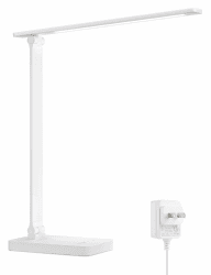 Lepro Schreibtischlampe, LED Tischlampe Dimmbar, Nachttischlampe 800LM 3 Farben und 5 Helligkeitsstufen, Tageslichtlampe Augenschutz, Tischleuchte, Schreibtisch Lampe für Kinder, Büro, Weiß 9.2W Weiß