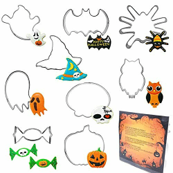 QinGuang 9pcs Edelstahl Halloween Ausstecher Ausstechform Keksausstecher Kürbis/Hexenhut/Geist Halloweenkekse