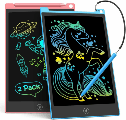 TECJOE 2-Pack LCD Schreibtablett, 10-Zoll buntes Doodle Board für Kinder, elektronische Zeichnung Tablet Zeichnung Pads, Geschenke für 3–6-Jährige (Blau und Rosa) 10 inch Blau und Rosa