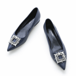 C.Paravano Flache Schuhe für Damen | Schuhe Damen | Ballett flach | Spitze Flache Schuhe | Damen Schuhe Elegant Flach 39 EU Marineblau A6
