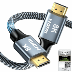 CABNEER 8K HDMI 2.1 Kabel 0,5m, HDMI Kabel Hoch Geschwindig 48Gbps 8K@60Hz 4K@120Hz 2.2/2.3 für Dolby eARC HDCP HDR, Kompatibel mit HDTV, Laptop etc 1 Stück 0,5m