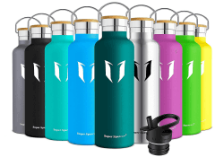 Super Sparrow Trinkflasche Edelstahl - 350ml, 500ml, 620ml, 750ml, 1L - Auslaufsicher Thermoskanne, BPA-Frei Wasserflasche - Kohlensäure Thermosflasche für Kinder, Sprudel, Sport, Uni, Schule, Fitness 1000 ml Dunkelgrün