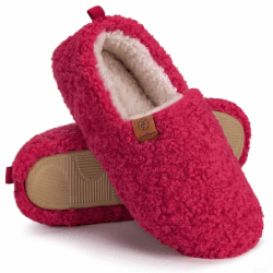 EverFoams Damen Warme Kunstwolle Memory Foam Voll Hausschuhe 40/41 EU Rosenrot