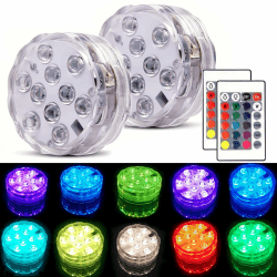 Anziner Unterwasser Licht mit Fernbedienung- Multicolor Poolbeleuchtung RGB LED， 2 Stück Wasserdichte Farbwechsel LED Magic Lights Für Pool, Vase, Spa, Aquarium, Teich, Hochzeit(2 Stück) Rgb 2pack