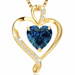 LAVUMO Herzkette 925 Silber Rosegold Gold Damen Halskette - Herz änhänger Silber Kette Damen Schmuck Geschenk für Frau Frauen MaMa Freundin an Geburtstags Weihnachten Valentinstag Hypoallergen Ketten Gold-09-September