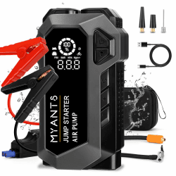Q18 Starthilfe Powerbank mit Luftkompressor, 4000A Starthilfe-Batterie-Pack mit LED-Licht & Schnell-Ladung, 12V tragbare Autobatterie-Starter für 10.0L Gas- und 8.0L Diesel-Motoren