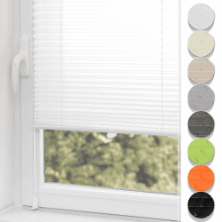 Buseu Plisseerollo 80x80cm(BXH) Weiß Faltrollo Lichtdurchlässig Plisseehalter ohne Bohren für Fenster & Tür Weiß B80 x H80 cm